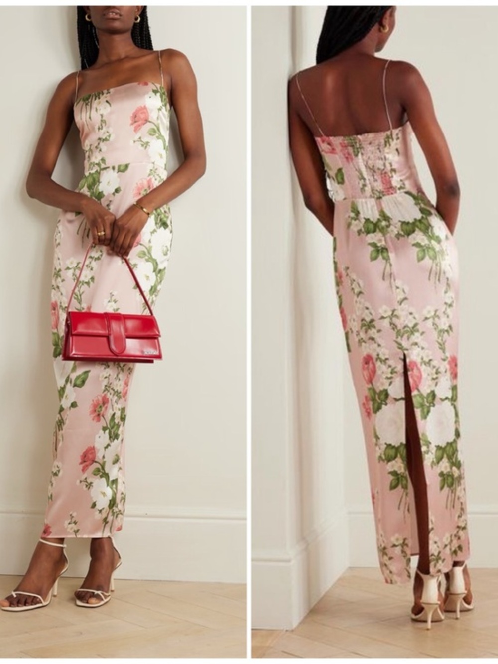 Reformation Frankie Floral-Print Silk-Charmeuse Maxi Dress Size Small